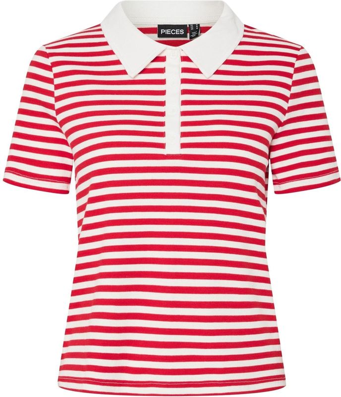 Pcdonna - Rib Polo Top - Poloshirt - Katoen - Nauwsluitend