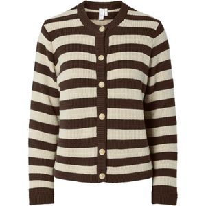 YAS Gebreid vest 'YASSIRONI'  beige / donkerbruin