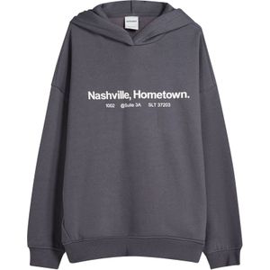 Bershka Sweatshirt  donkergrijs / wit