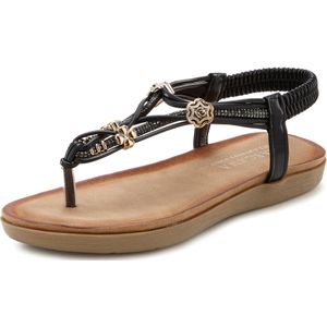 LASCANA Teenslipper  bruin / goud / zwart