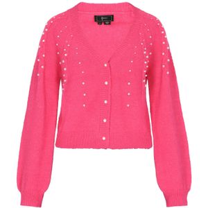 faina Gebreid vest  pink / parelwit