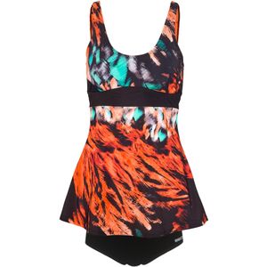 BECO the world of aquasports Tankini 'Feathers'  turquoise / oranje / zwart