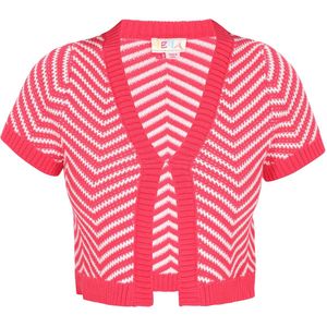 IZIA Gebreid vest  fuchsia / wit