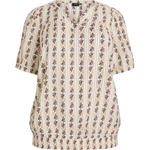 Zizzi Blouse 'Melisa'  crème / honing / lavendel