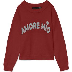 VERO MODA Trui 'VMAMOREMIO'  roestbruin / lichtgrijs