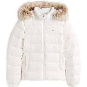 Tommy Jeans - Gewatteerde Jas - Wit - Met Afneembare Capuchon