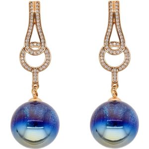 faina Oorbellen  blauw / rose-goud