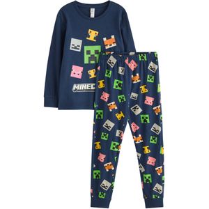 Lindex Nachtkledij 'Minecraft'  donkerblauw / grijs / groen / lichtroze