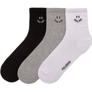 Pull&Bear Sokken 'GOOD VIBES'  grijs gemêleerd / zwart / wit