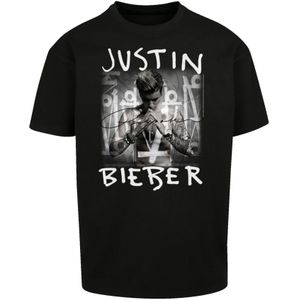 F4NT4STIC Shirt 'Justin Bieber Purpose Album Cover'  grijs / zwart / wit