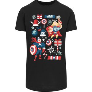 F4NT4STIC Shirt 'Marvel Universe Thor And Captain America Weihnachten'  petrol / rood / zwart / wit