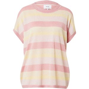 NÜMPH Trui 'MILVA DARLENE'  lichtgeel / lichtgrijs / rosa