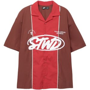 Pull&Bear Overhemd 'STWD'  rood / donkerrood / wit