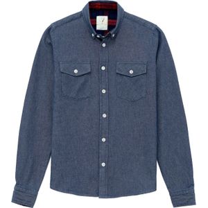 By Diess Collection Blouse  blauw denim / wit