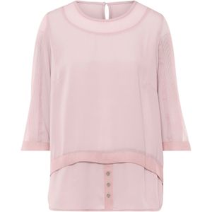 Blouse - Lichtroze - 100% Polyester - Ronde Hals - 3/4-Mouwen