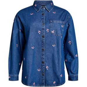 Zizzi Blouse 'Jeva'  blauw denim / pink