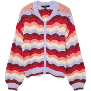VERO MODA Gebreid vest 'VMDOJA'  lichtblauw / perzik / rood / wit
