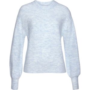 Lichtblauw Mêlee - Damespullover - Melange-Look - Ronde Hals - Lange Mouwen