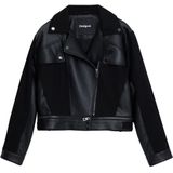 Gecombineerd Jack - Effen - Bikerjack - Lederlook - Asymmetrische Ritssluiting