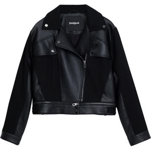 Gecombineerd Jack - Effen - Bikerjack - Lederlook - Asymmetrische Ritssluiting