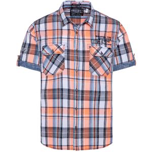 CAMP DAVID Overhemd  lichtgrijs / donkergrijs / koraal