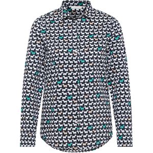 ETERNA Blouse  navy / groen / perzik / wit