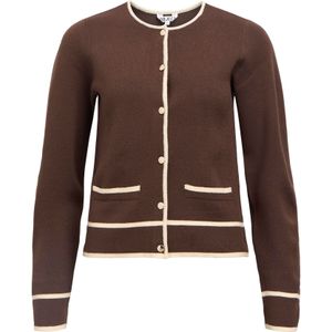 OBJECT Gebreid vest 'OBJThess'  crème / bruin