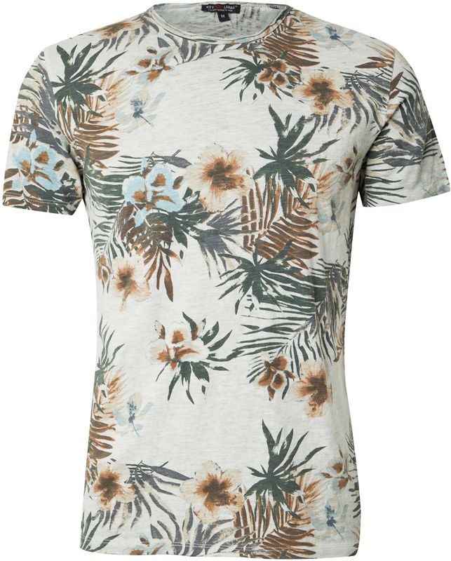 KEY LARGO T-shirt - Faded Moss - Katoenmix - Zomerse Tropische Print