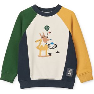 Liewood Sweatshirt 'Aude Placement'  beige / navy / curry / donkergroen