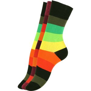 Cotton Prime Sokken  groen / oranje / bourgogne / zwart
