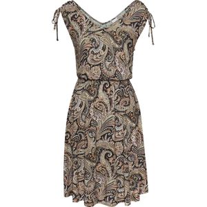 Jerseyjurken - Zwart/Oranje - Met Banden aan de Schouders - Diepe V-hals