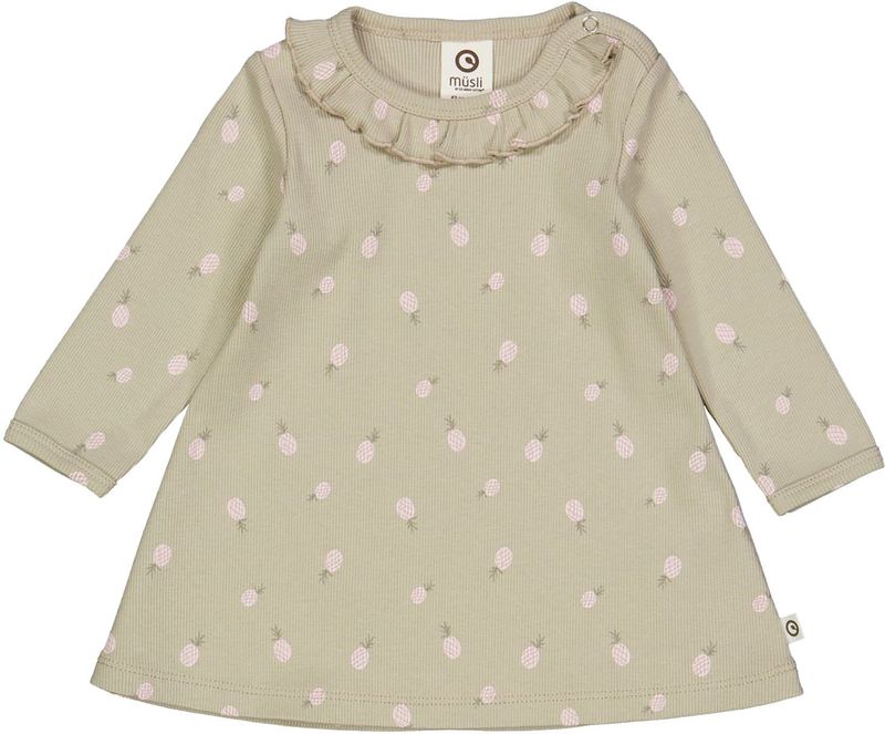 Müsli by GREEN COTTON - Jurk - Groen - Lichtroze