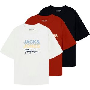 JACK & JONES Shirt 'JORCANGGU'  duifblauw / rood / zwart / wit