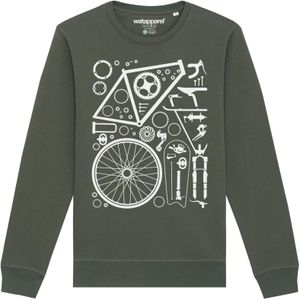 Watapparel Sweatshirt 'Fahrradteile'  donkergroen / wit