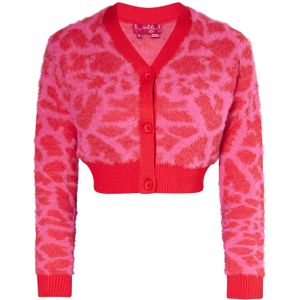 swirly Gebreid vest  pink / rood