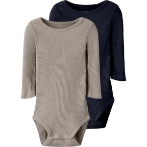 TWO SOON Rompertje/body  nachtblauw / greige