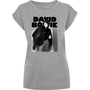 F4NT4STIC Shirt 'David Bowie Jacket Photograph'  grijs / grijs gemêleerd / zwart