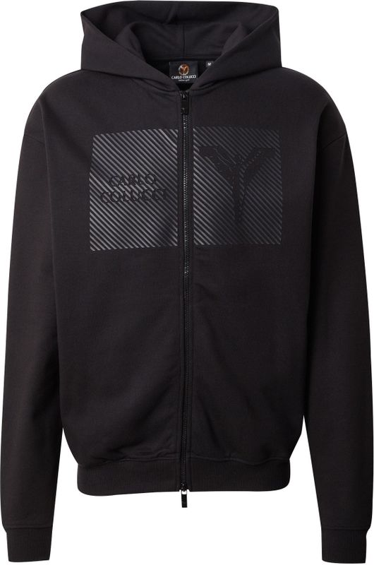 Carlo Colucci - Sweatvest - Donkergrijs / Zwart - Capuchon - Losse Pasvorm