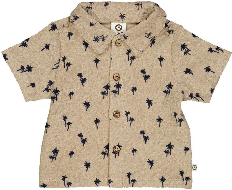 Müsli by GREEN COTTON - Overhemd - Beige / Zwart - Regular Fit