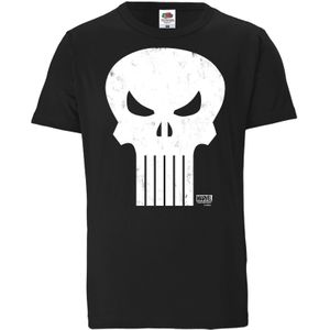 LOGOSHIRT Shirt 'Marvel Comics - Punisher'  zwart