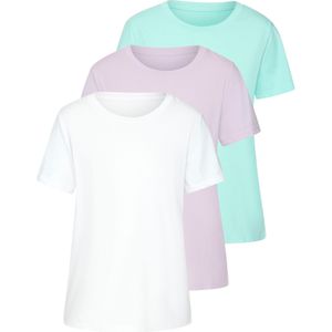 T-shirt - Lila/Turquoise/Wit - Katoen - Ruimvallend