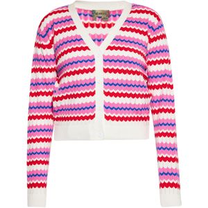 ebeeza Gebreid vest  blauw / lichtroze / karmijnrood / wolwit