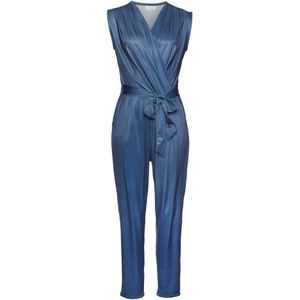 Jumpsuit - Donkerblauw - Kreukvrij - V-hals - Mouwloos