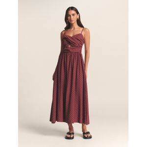 St MRLO Jurk 'BAYLEN'  pastelrood / wit