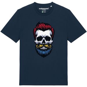 Watapparel Shirt 'Hipster Skull'  donkerblauw / geel / donkerrood / zwart / wit