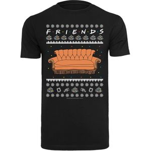 F4NT4STIC Shirt 'Friends TV Serie Fair Isle Couch'  oranje / zwart / wit