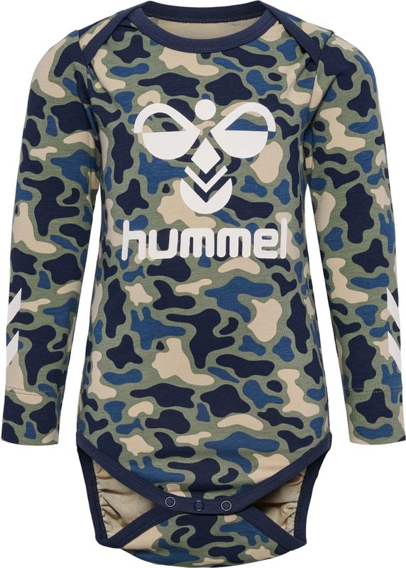 Hummel Romper l/s - hmlSteen - Vetiver Camouflage m. Logo - Hummel - 56 - Romper L/S