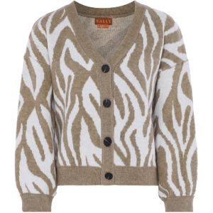 NALLY Gebreid vest  donkerbeige / wit