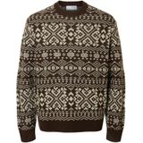 SELECTED - SLHHOLGER - Trui - Donkerbruin - Gerecycled Materiaal - Aztec Print