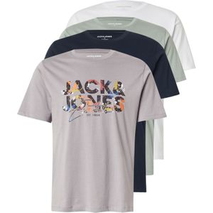 JACK & JONES Shirt 'JJGEPLAS'  navy / lichtgrijs / groen / wit